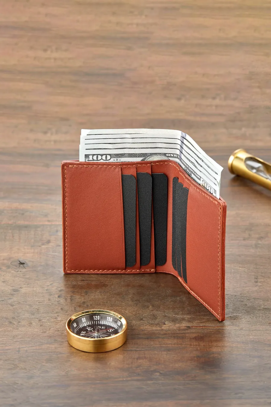 Monte Klasik Dikey Bi-Fold Deri Cüzdan