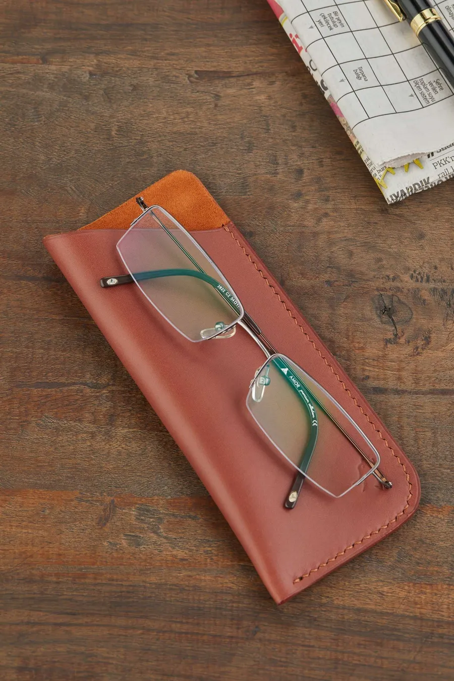 Nova Deri Optik Dikey Gözlük Kılıfı